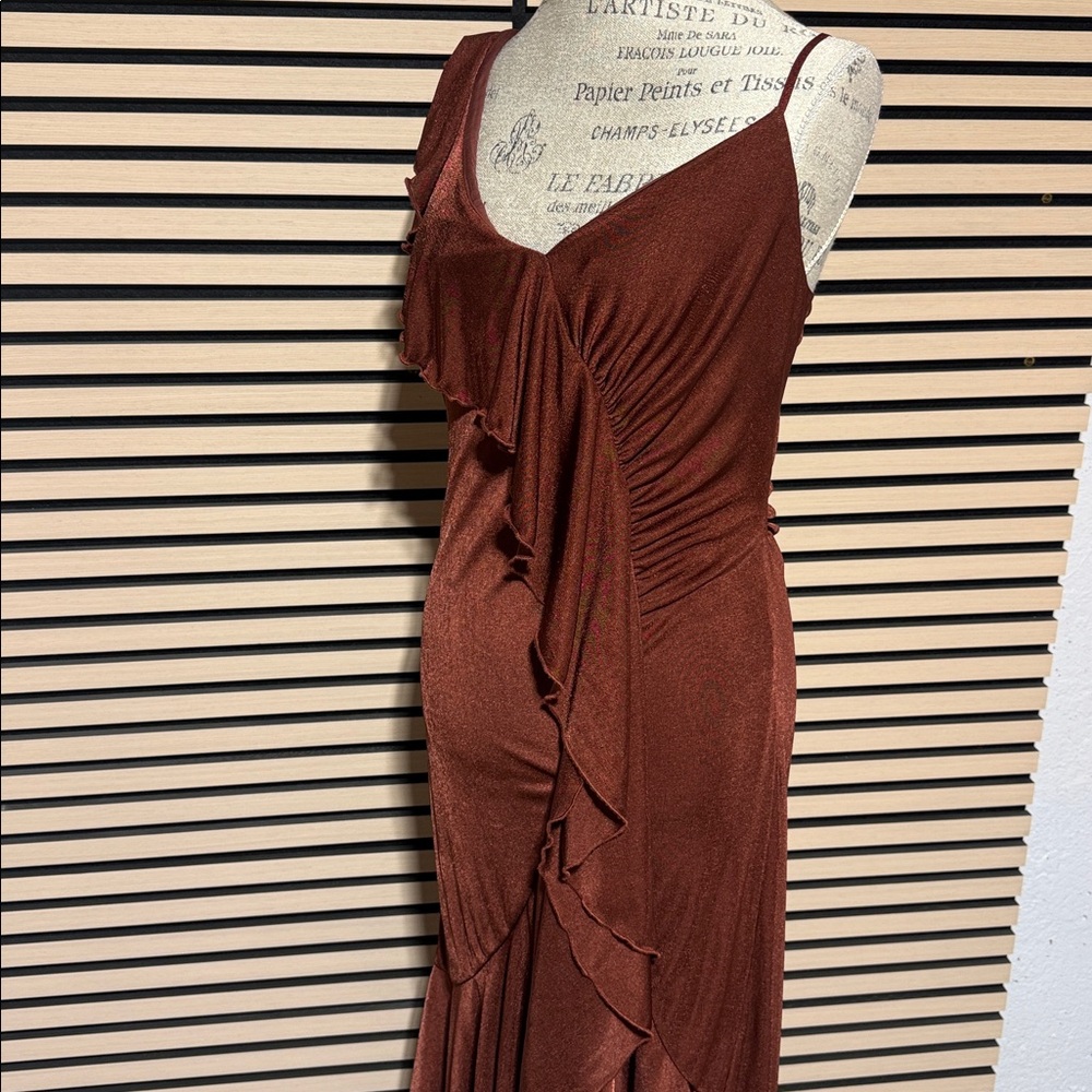 📌 Anthropologie Asymmetrical Ruffled Dress. Size L - Picture 7 of 13